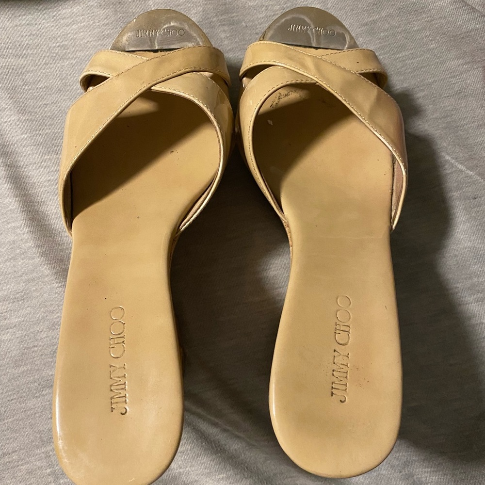 Jimmy Choo nude patent wedge, size 38